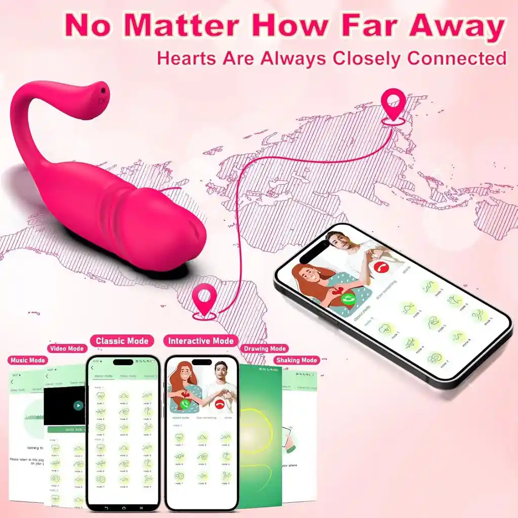 Huevo Vibrador Con App Y Movimiento Elias Recargable Fucsia