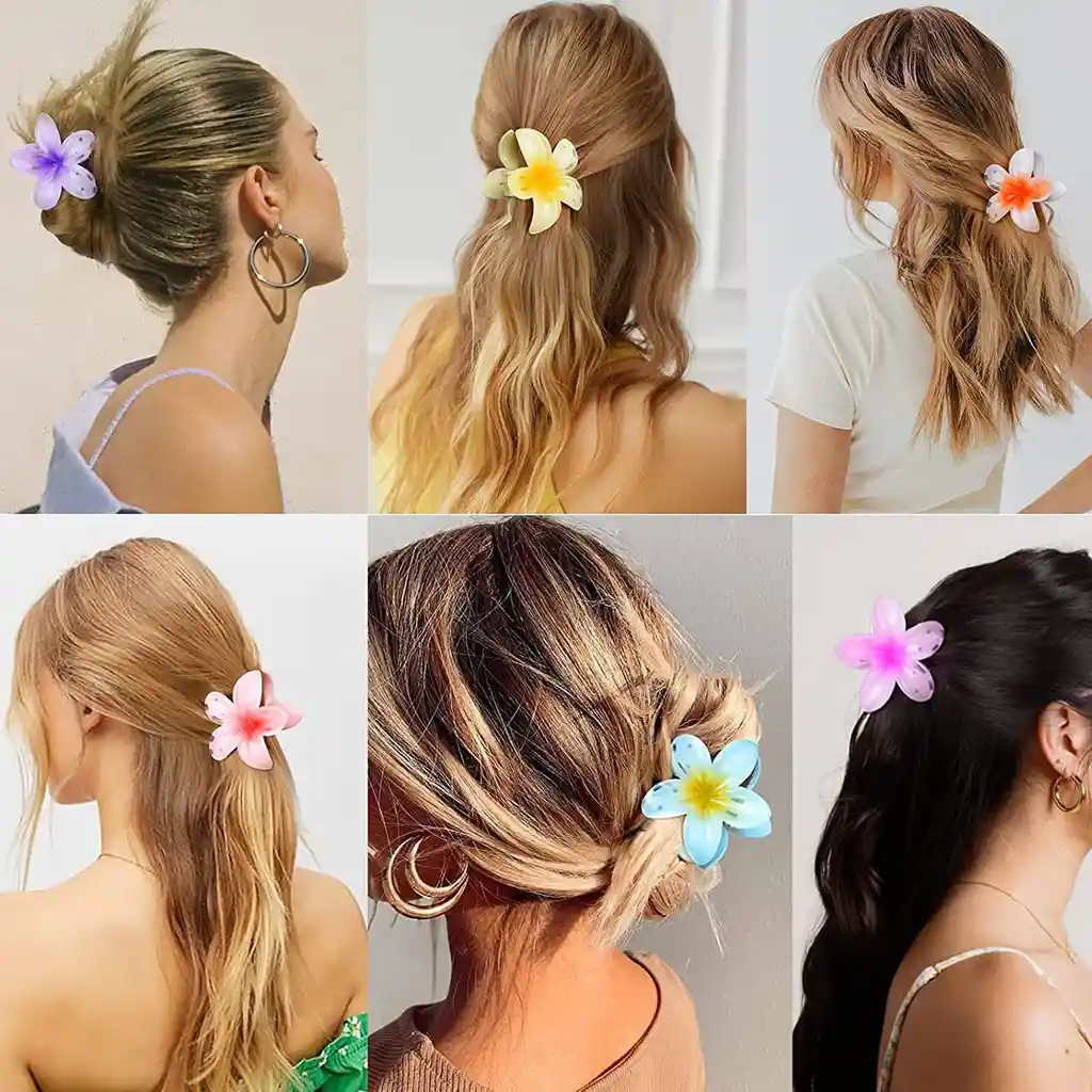 Set X 3 Pinza Caimán Gancho Flor Hawaiana Pelo Cabello