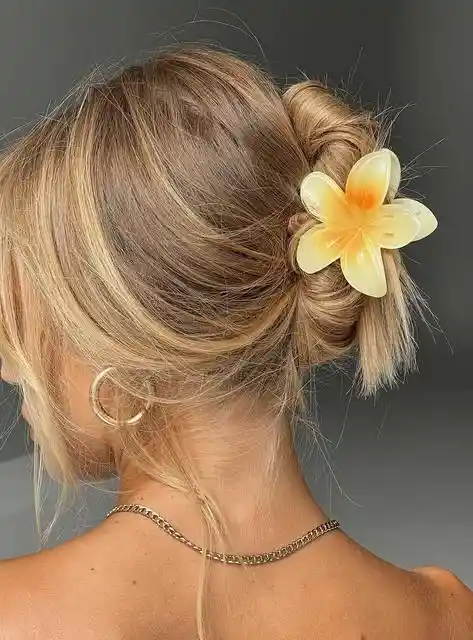 Set X 3 Pinza Caimán Gancho Flor Hawaiana Pelo Cabello