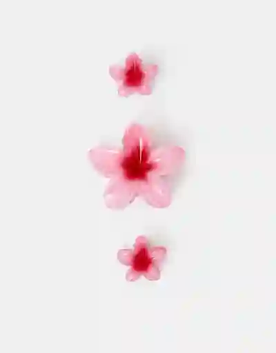 Set X 3 Pinza Caimán Flor Hawaiana Pelo Cabello