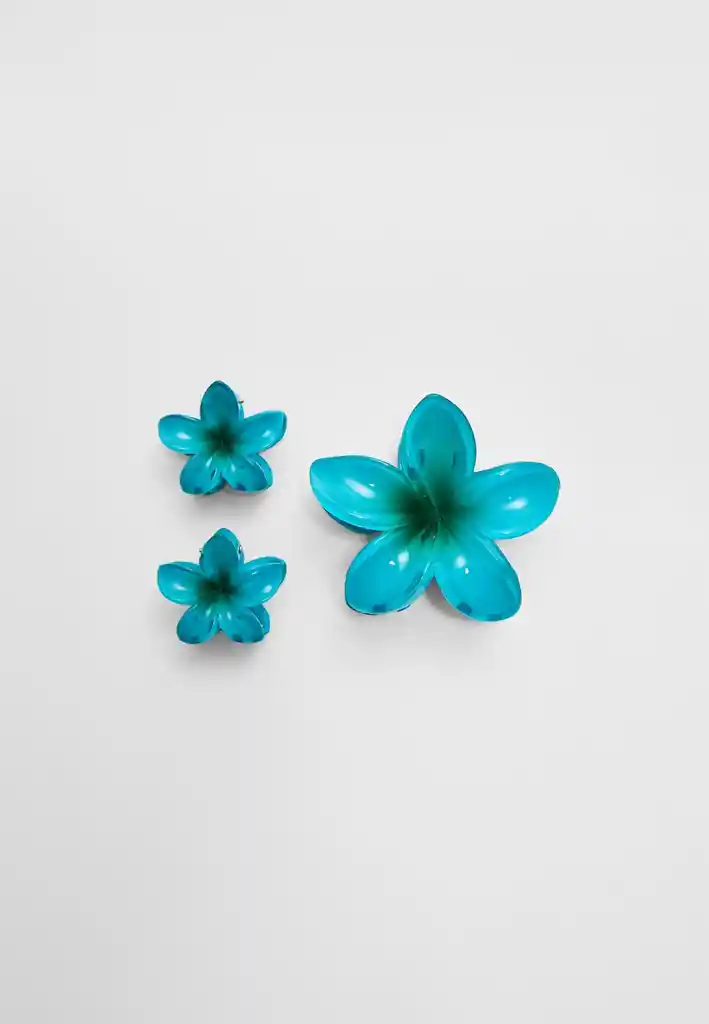 Set X 3 Pinza Caimán Flor Hawaiana Pelo Cabello