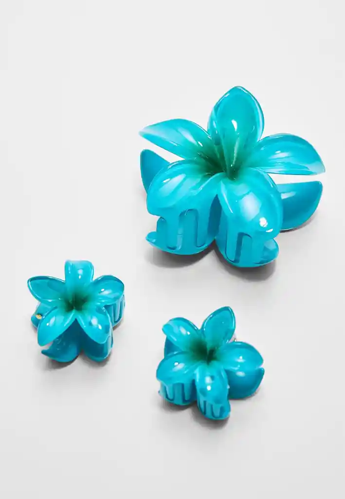Set X 3 Pinza Caimán Flor Hawaiana Pelo Cabello