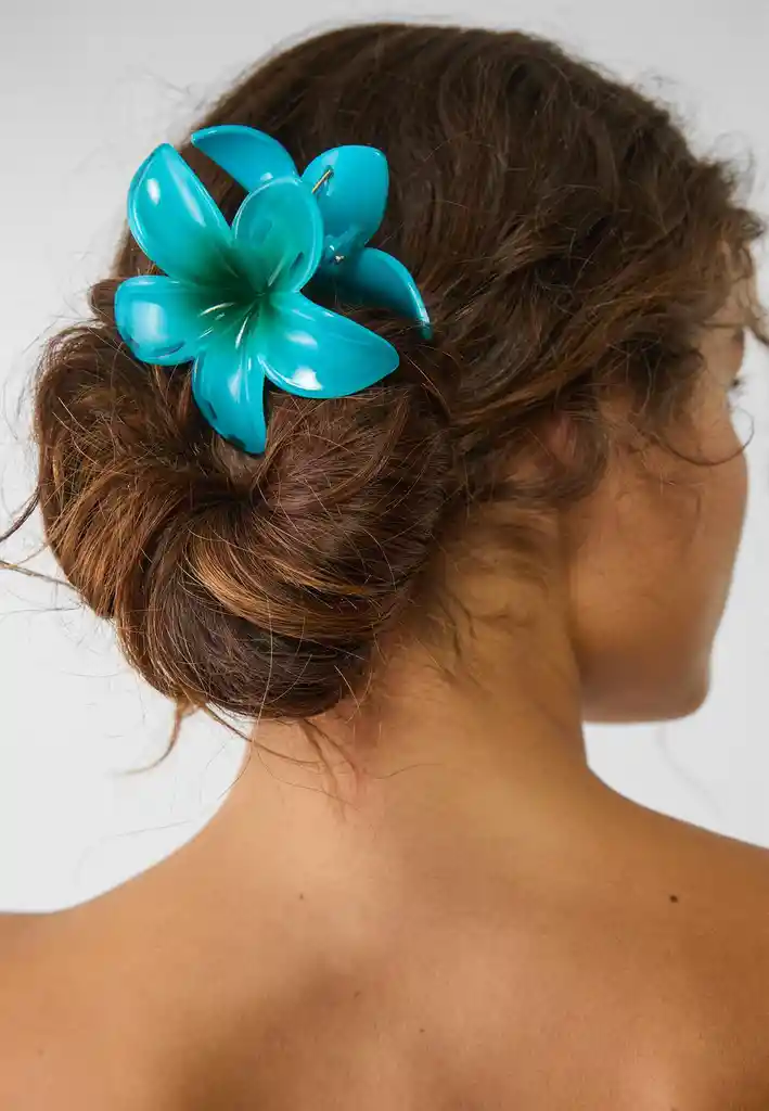 Set X 3 Pinza Caimán Flor Hawaiana Pelo Cabello