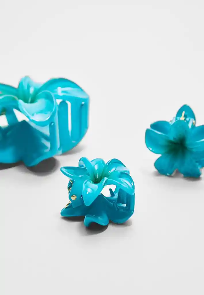 Set X 3 Pinza Caimán Flor Hawaiana Pelo Cabello