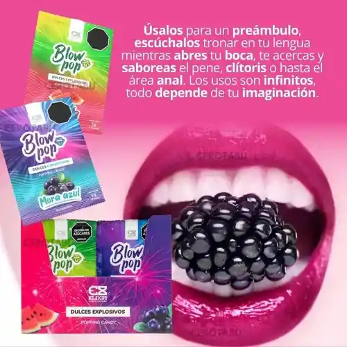 Sexo Oral Polvo Quipitos Sexuales Blow Pop Elixir Mora Azul/sandia 5g X3 Sobres