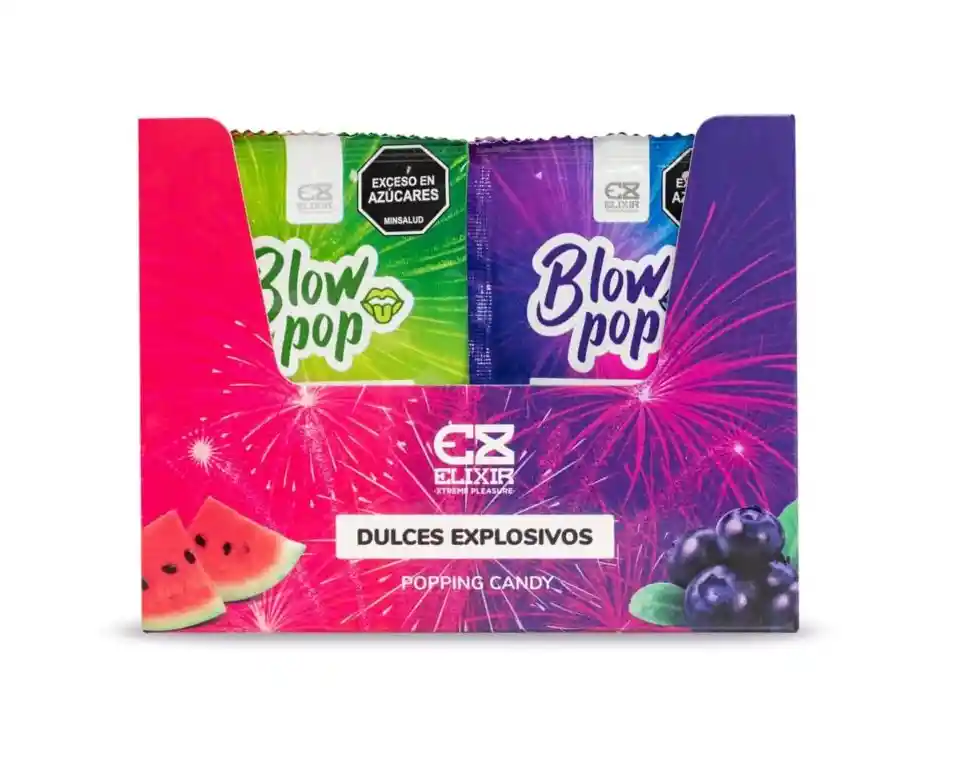 Sexo Oral Polvo Quipitos Sexuales Blow Pop Elixir Mora Azul/sandia 5g X3 Sobres