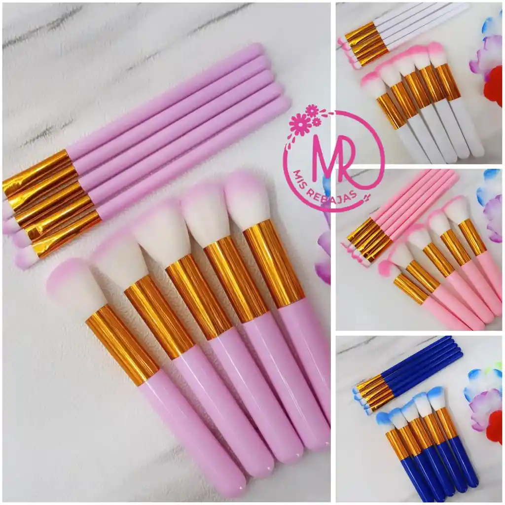 Set 10 Brochas Para Maquillaje De Rostro Y Ojos