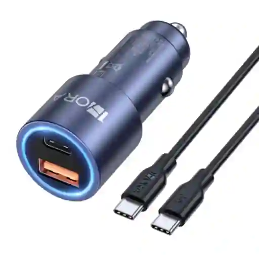 Cargador Para Auto 2 Puertos Usb Y Tipo C 1hora Gar241