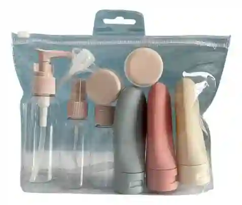 Kit Viaje Con 11 Botellas Rellenables Para Cuidado Personal