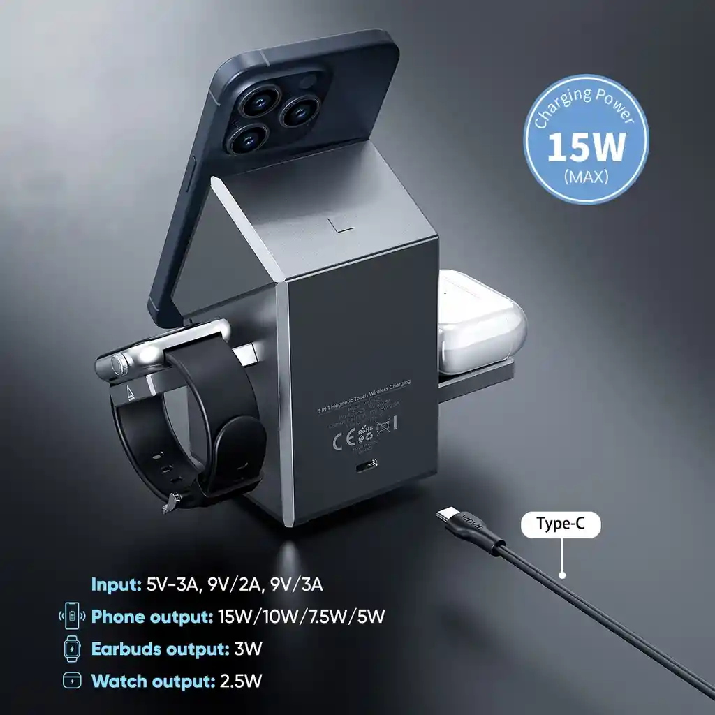 3 En 1 Magnetic Touch Wireless Charging