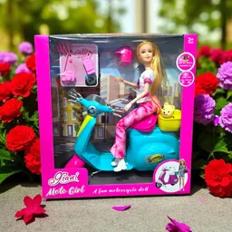 Muñeca Juguete Fashionistas Tipo Barbie - Juego De Viaje Scooter Con Cachorros