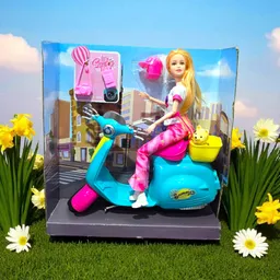 Muñeca Juguete Fashionistas Tipo Barbie - Juego De Viaje Scooter Con Cachorros