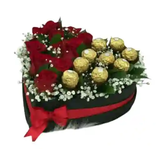 Caja De Rosas Rojas Y Ferrero Rocher