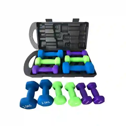 Set De Seis Mancuernas En Vinilo 10kg Sc-80069