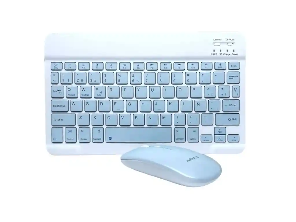 Combo Kit Teclado Y Mouse Inalámbrico Bt Pc Tablet Cel Aoas