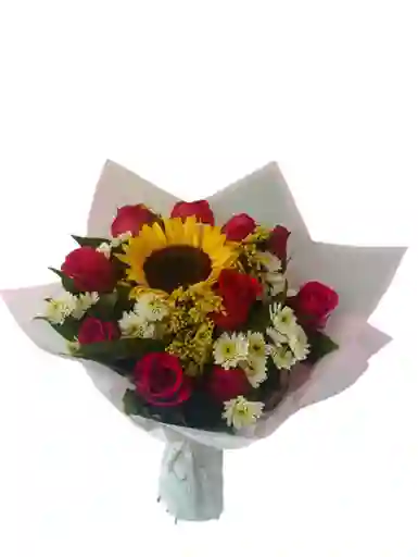 Boquet De Rosas Y Girasol