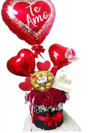 Caja De Rosas Y Globos