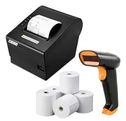 Combo Impresora Térmica 80mm + 5 Rollos + Lector De Códigos