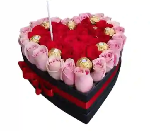 Caja De Corazon Rosas