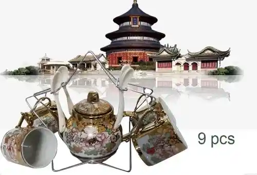 Pocillos Tetera Juego Te Taza Porcelana Cocina 9 Pcs Losa