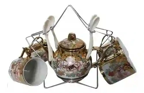 Pocillos Tetera Juego Te Taza Porcelana Cocina 9 Pcs Losa