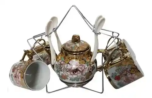 Pocillos Tetera Juego Te Taza Porcelana Cocina 9 Pcs Losa