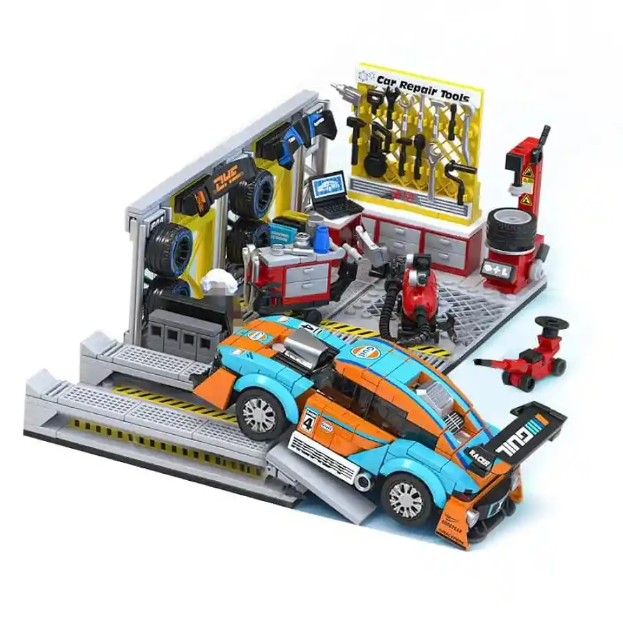 Juego De Bloques De Construcción Tipo De 665 Piezas Para Reparación De Garaje F1 Con Soldador