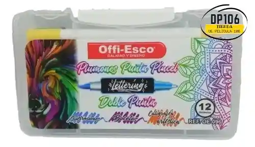 Marcadores Plumones Punta Pincel Doble Punta Offi-esco X 12 Und