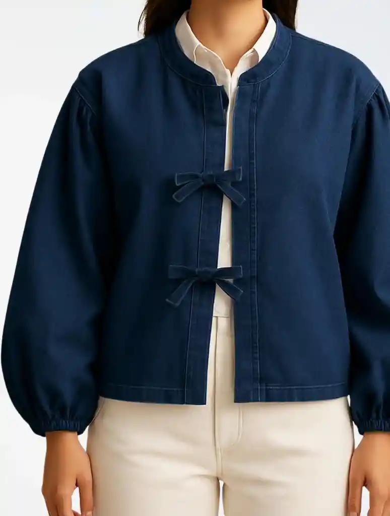 Chaqueta Denim Para Mujer - The Ruffle Talla U Azul