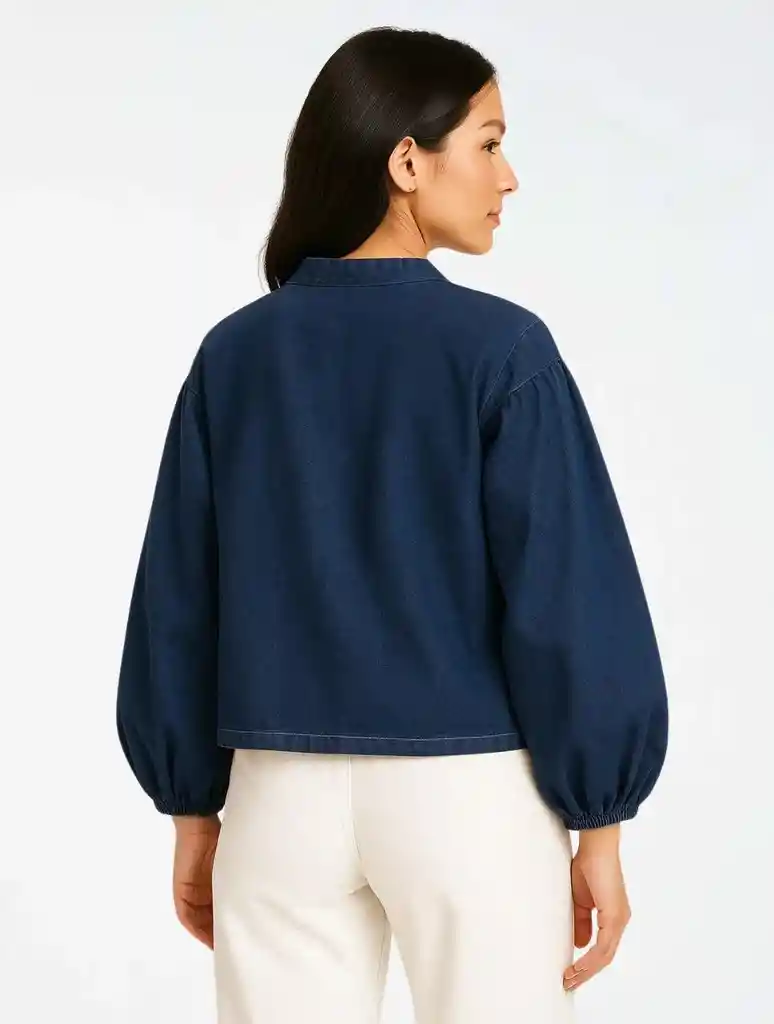 Chaqueta Denim Para Mujer - The Ruffle Talla U Azul
