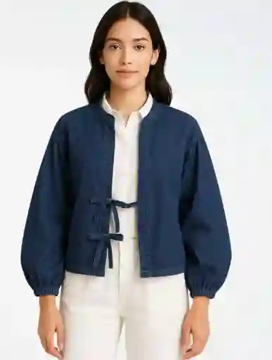 Chaqueta Denim Para Mujer - The Ruffle Talla U Azul