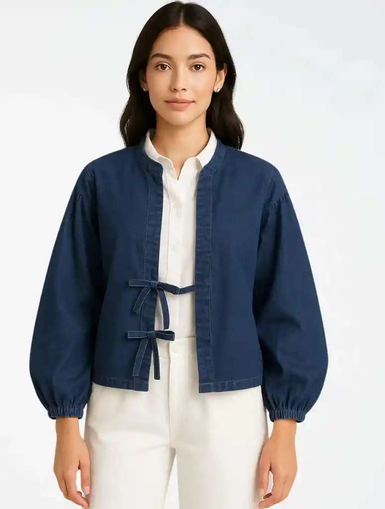 Chaqueta Denim Para Mujer - The Ruffle Talla U Azul