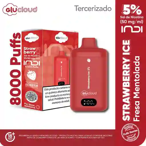 Vape Glucloud Strawberry Ice Indi - 8.000 Puff 5%