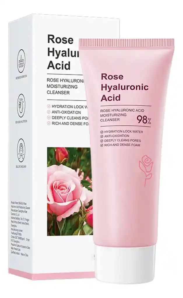 Limpiador Facial Bioaqua Con Ácido Hialurónico Y Esencia De Rosa