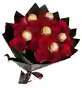 Bouquet Pasión & Dulzura Con Rosas Y Ferrero