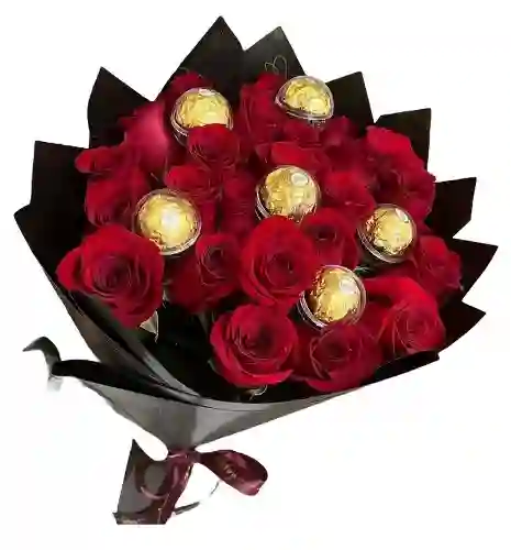 Bouquet Pasión & Dulzura Con Rosas Y Ferrero