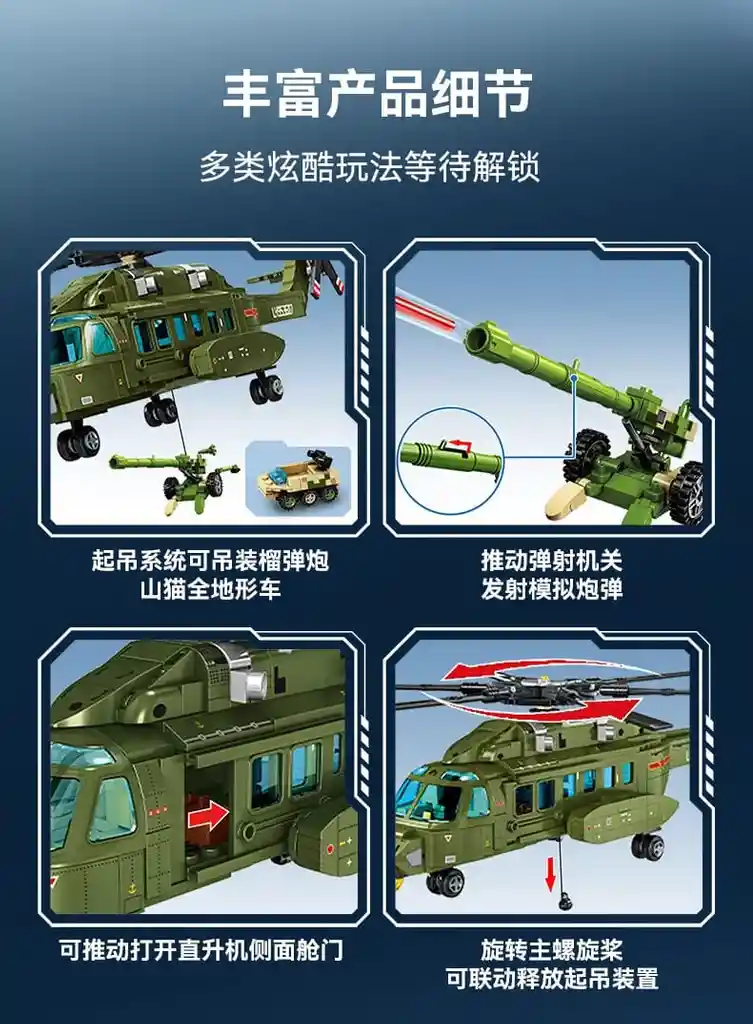 Juego De Construcción De Bloques Tipo Lego De Helicoptero 605 Piezas Sembo Juguete