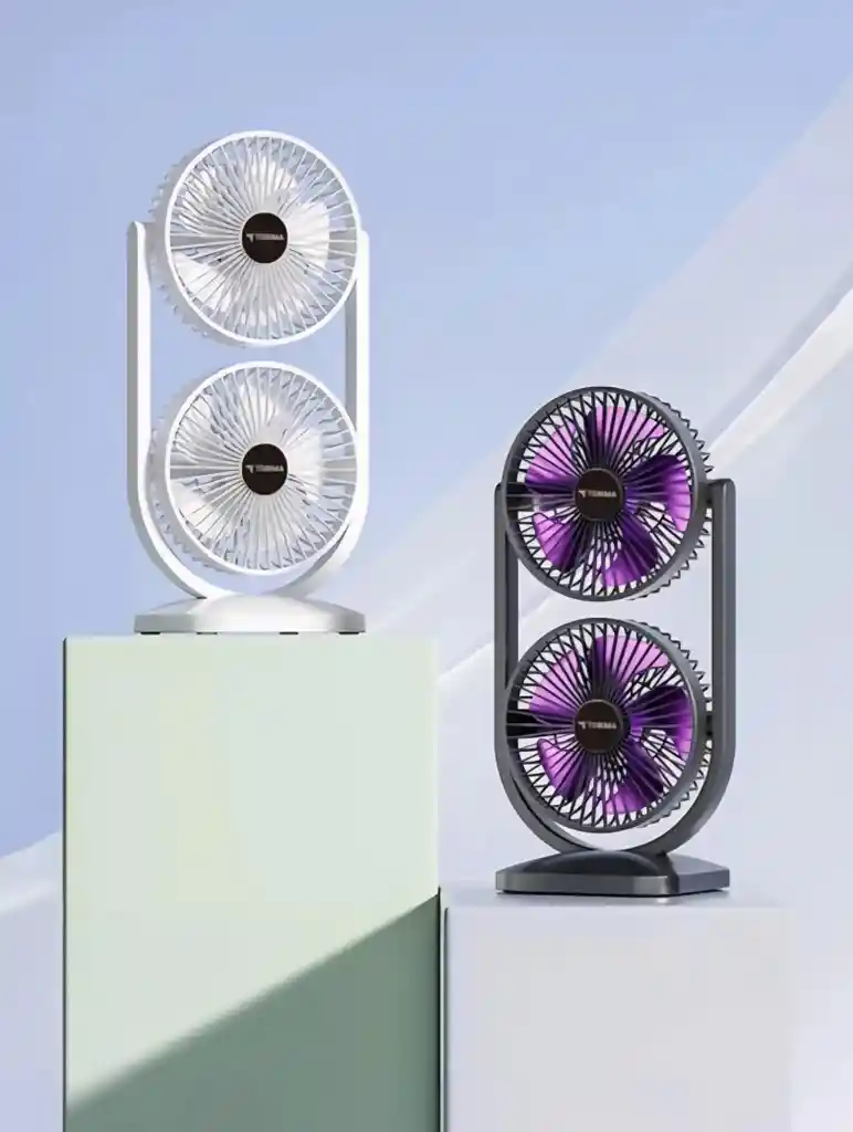 Ventilador De Escritorio Doble, 3 Ajustes De Velocidad Funcionamiento Silencioso, Potente Eléctrico Ligero