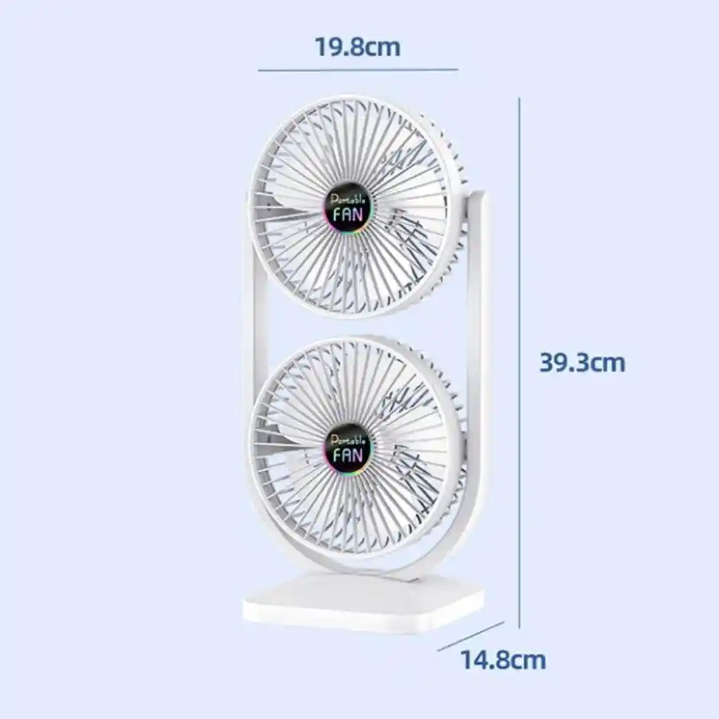 Ventilador De Escritorio Doble, 3 Ajustes De Velocidad Funcionamiento Silencioso, Potente Eléctrico Ligero