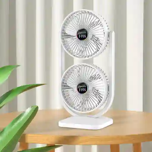 Ventilador De Escritorio Doble, 3 Ajustes De Velocidad Funcionamiento Silencioso, Potente Eléctrico Ligero