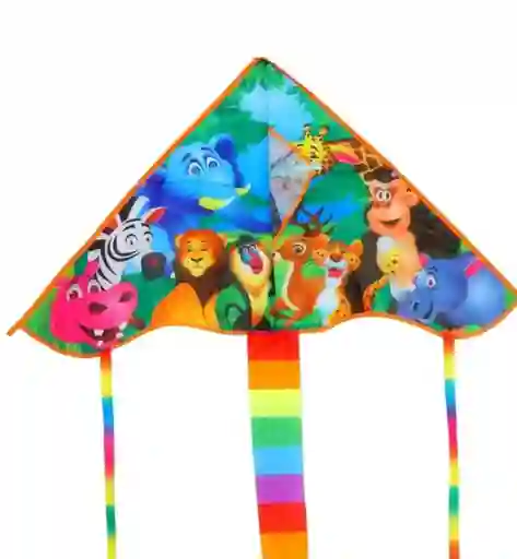Cometa Mediana Triangular Para Volar Motivo Animales De Selva 92*50cm