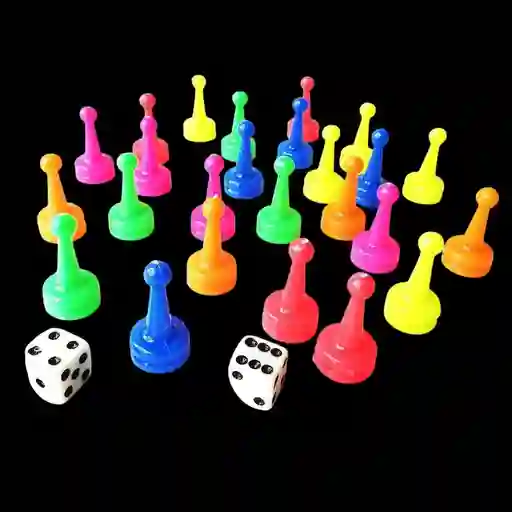 Fichas Multicolor Para Parqués 6 Puestos + 2 Dados