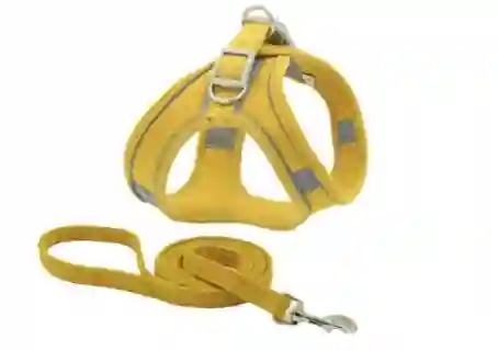 Arnés Para Perro Con Traílla Nobuck Talla Xs Color Amarillo