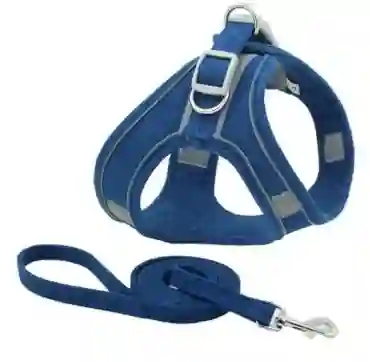Arnés Para Perro Con Traílla Nobuck Talla L Color Azul