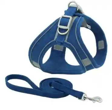 Arnés Para Perro Con Traílla Nobuck Talla L Color Azul