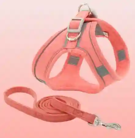 Arnés Para Perro Con Traílla Nobuck Talla L Color Rosado