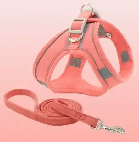 Arnés Para Perro Con Traílla Nobuck Talla L Color Rosado