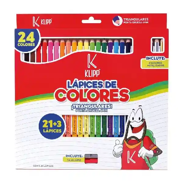 Colores Unipunta 21+3 Und 4 Mm + Tajalápiz Klipp