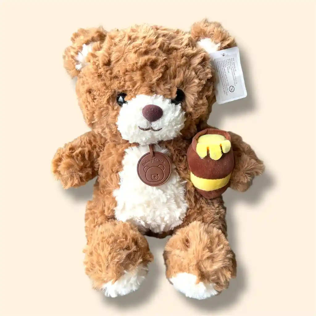Peluche Osito Peludo Con Tarro De Miel