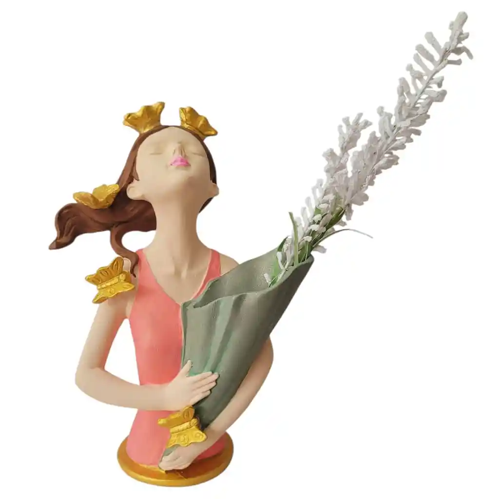 Decoración Mujer Con Mariposas Y Flores